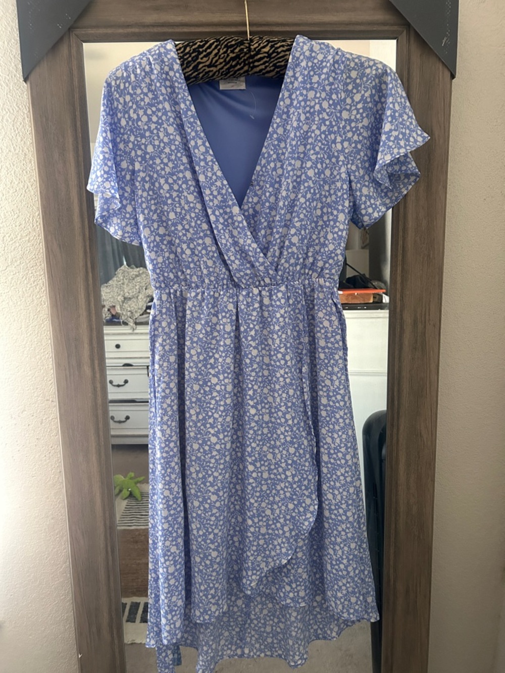 Sienna Sky Light Blue Floral High-Low Wrap Dress